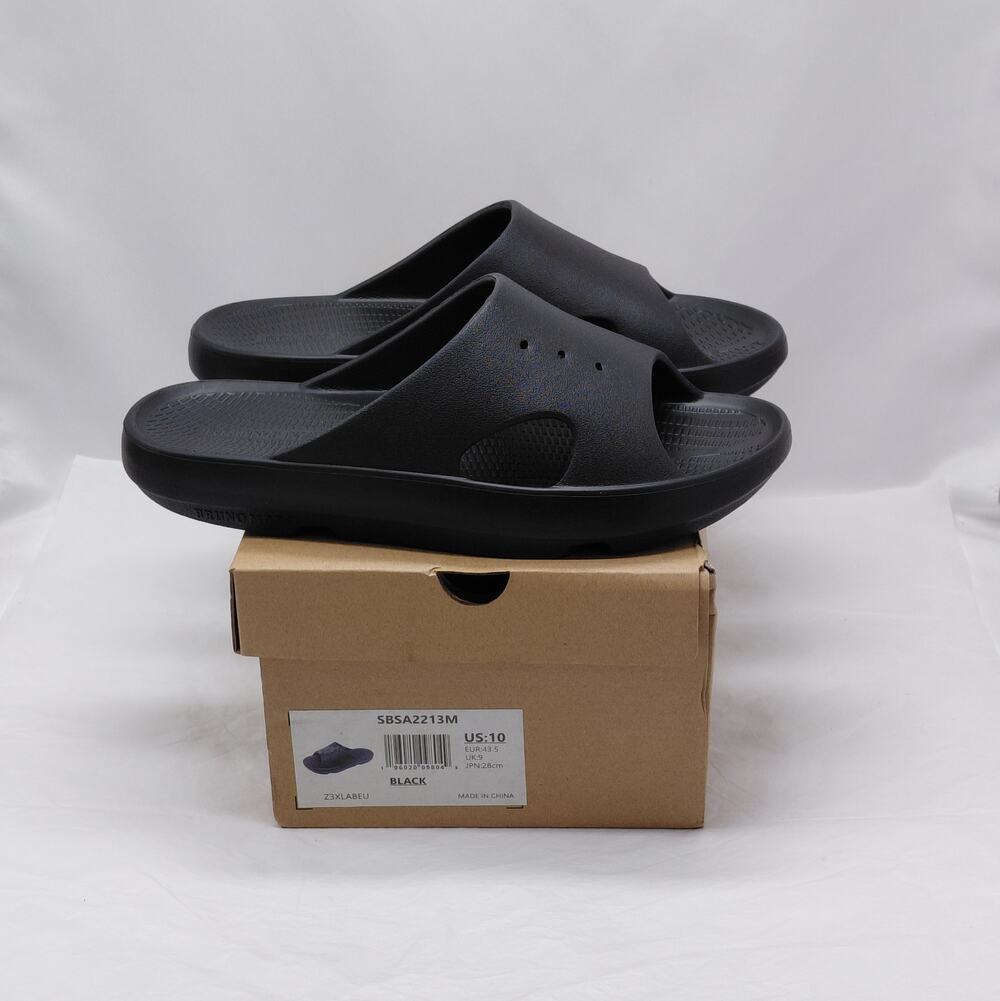 Bruno Marc Mens Slide Sandals Size 10 Black Beach Summer Lounge Vacation Shoes